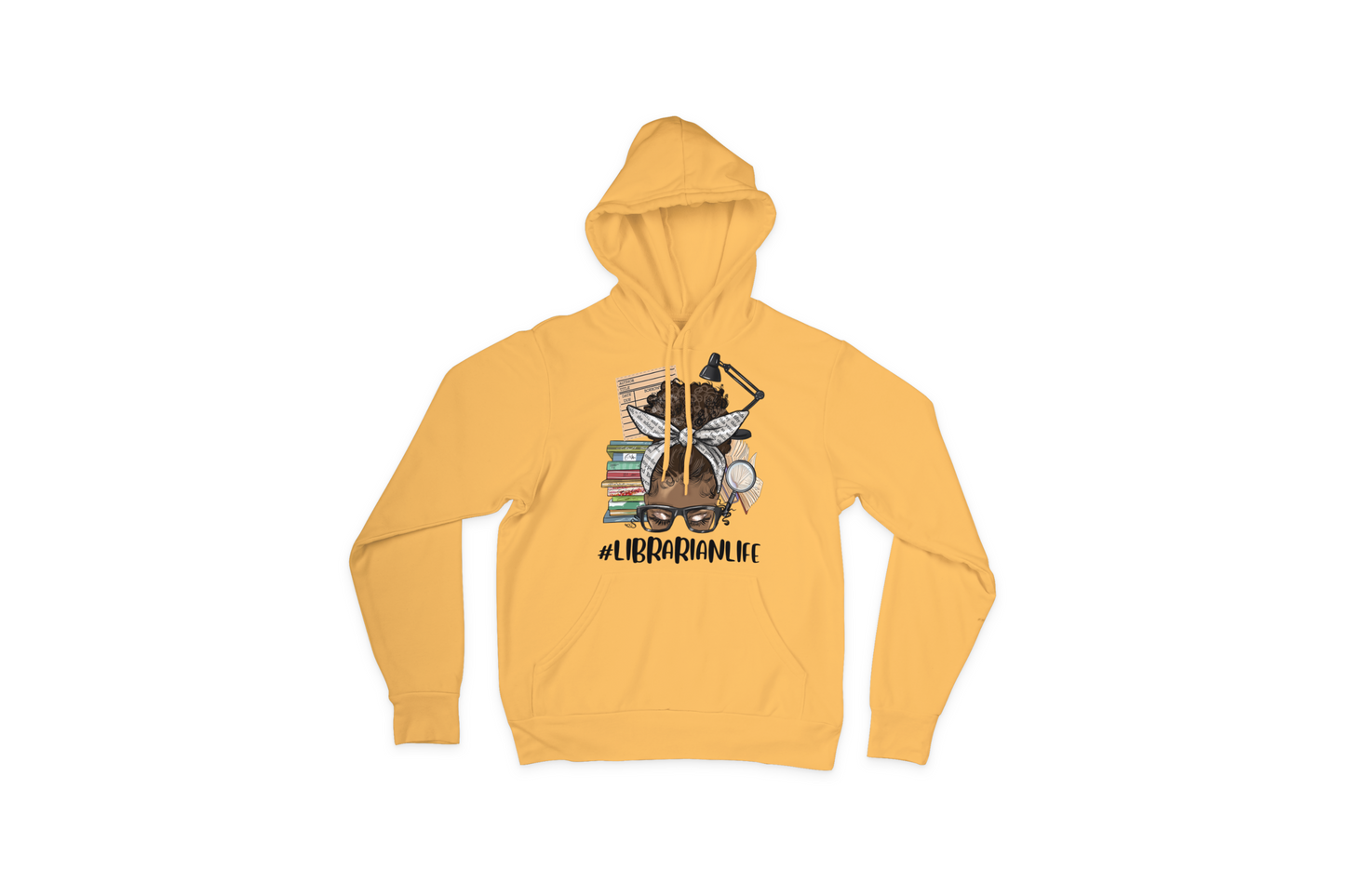 Librarian Life Messy Bun Yellow Hoodie